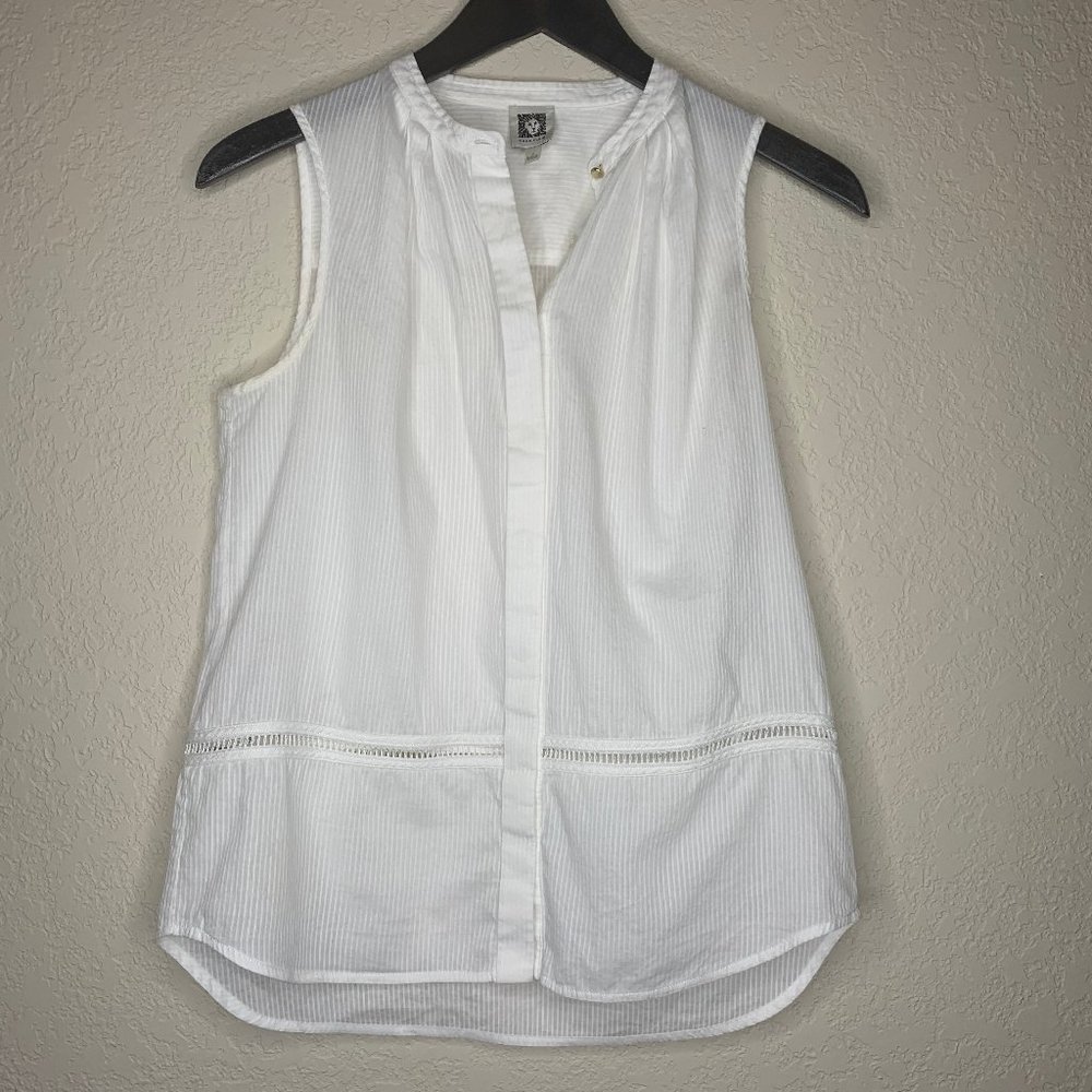 Anne Klein sleeveless white button-down shirt sz 4
